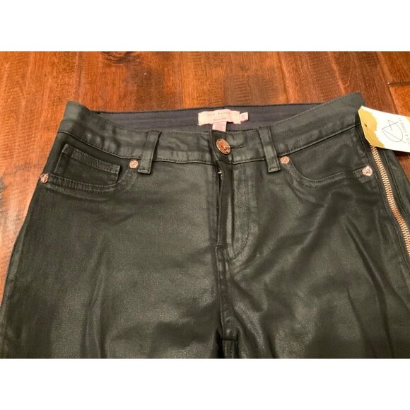 Ted Baker Black Coated "Modey" Side Zip Skinny Jeans, Size 26 - Picture 2 of 7